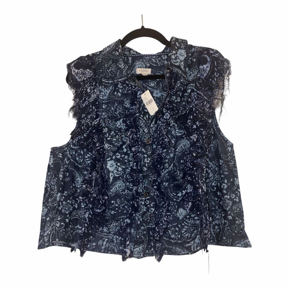 ✨Anthropologie Pilcro Sleeveless Buttondown Sz Large Blouse✨ - Picture 4 of 9
